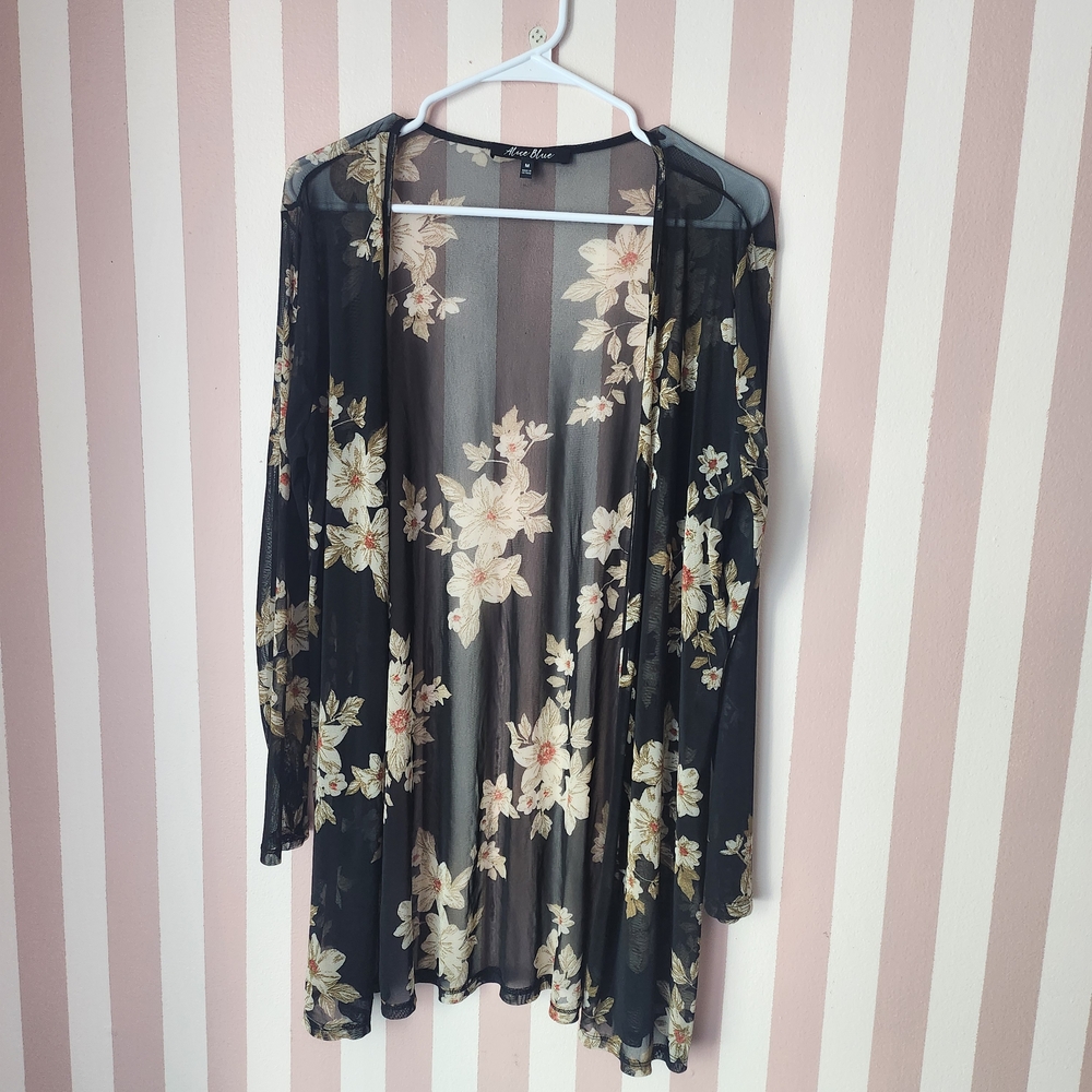 🏷Alice Blue Sheer Floral Cover-Up